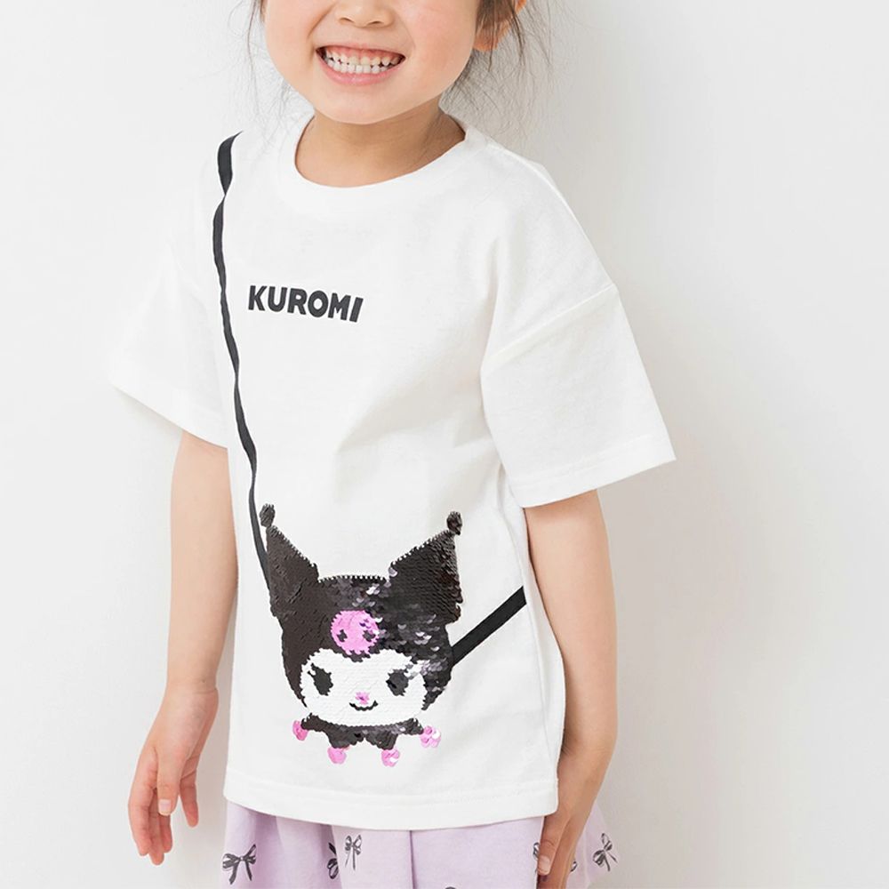 100%棉 可愛聯名立體印花短袖上衣-亮片小包造型-白