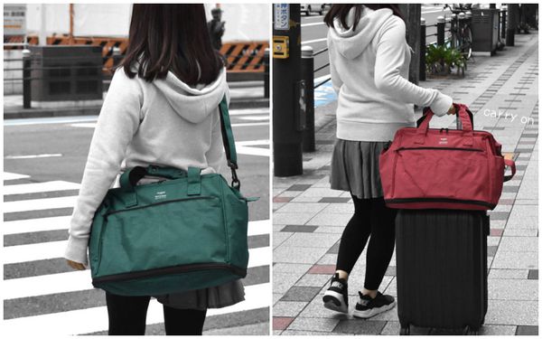 日本 Anello - 2way大開口大容量可擴充行李袋(可肩背)-灰色 (31x40x21cm)-26L