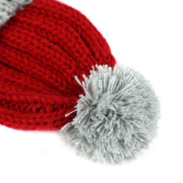 日本代購 - 麻花編織寵物帽/寵物頭套-酒紅 (M)