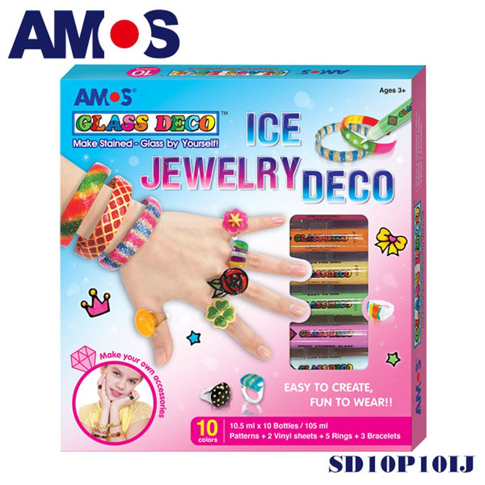 韓國 AMOS - 10色戒指手環主題吊飾玻璃彩繪膠