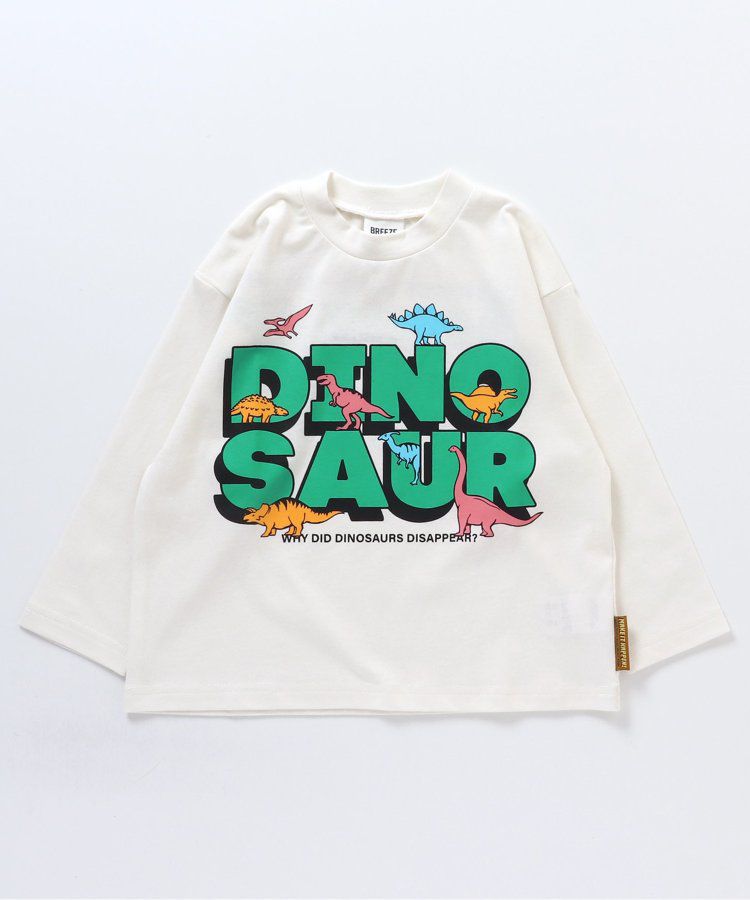 日本 BREEZE - 漫畫風格恐龍長袖上衣-米白