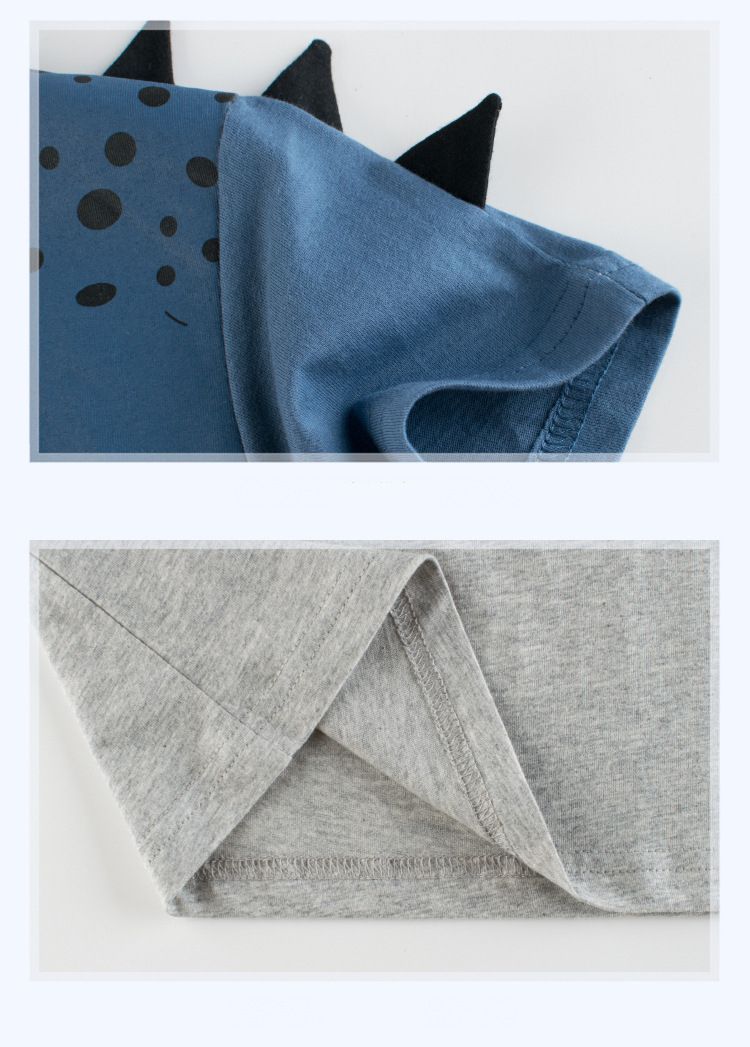 短袖棉T-立體大恐龍-灰色