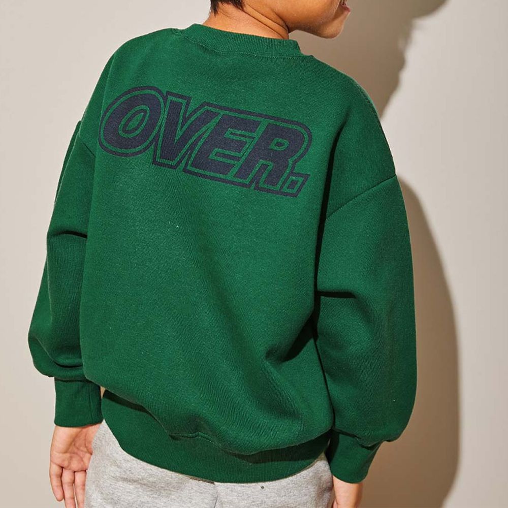 裏起毛個性印花大學T-OVER-草綠