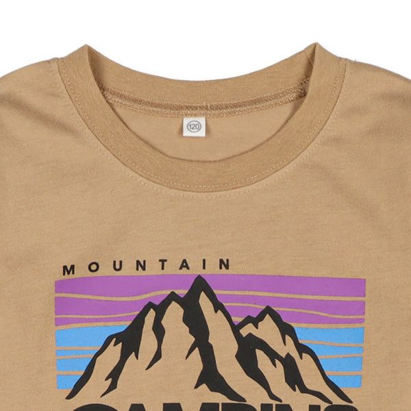 日本西松屋 - 圓領印花薄長袖上衣-Camping-深灰