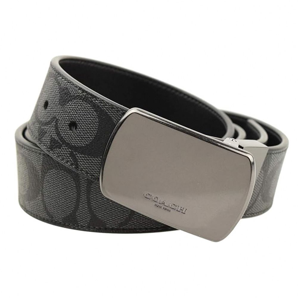 PVC皮革雙面寬版皮帶 (黑灰)