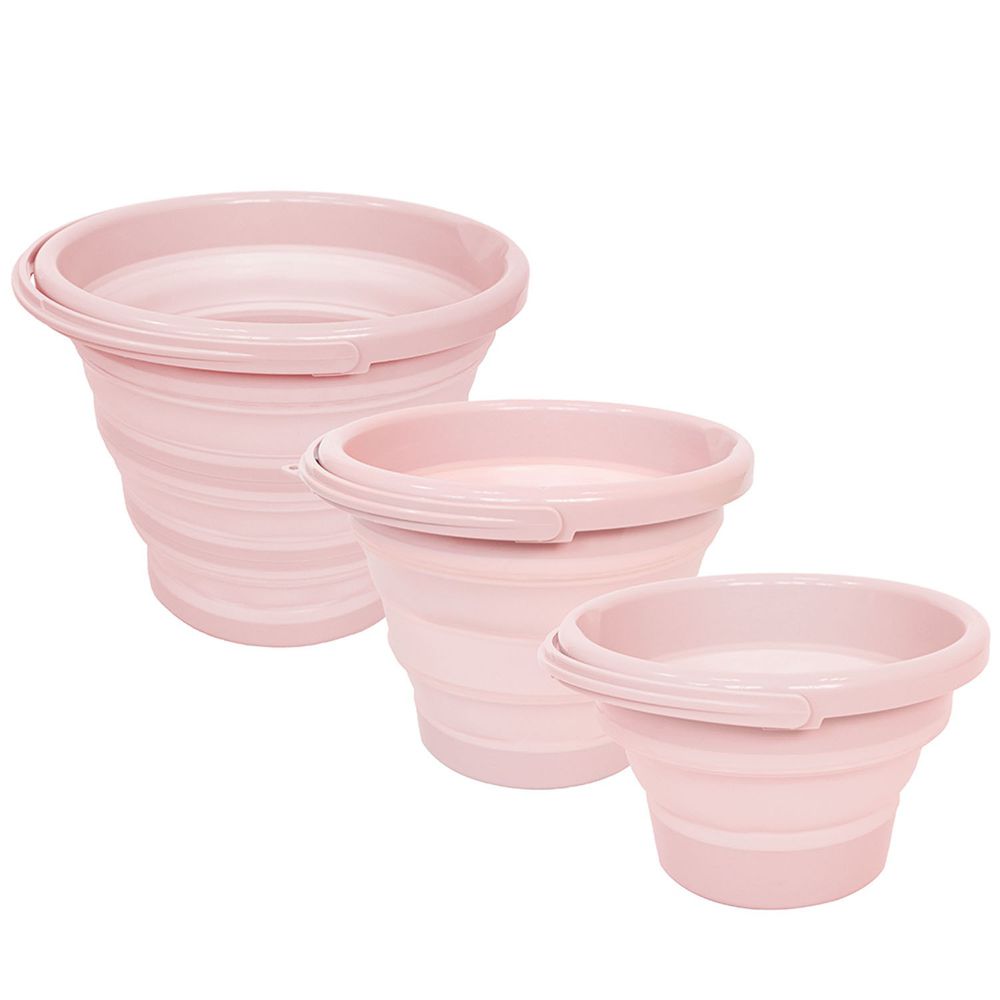 KINYO - 輕巧摺疊桶三件組-粉色-LP3161PI