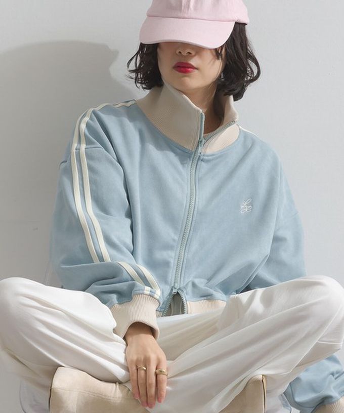 日本 ELENCARE DUE - 麂皮短絨休閒配色運動風夾克-深咖啡