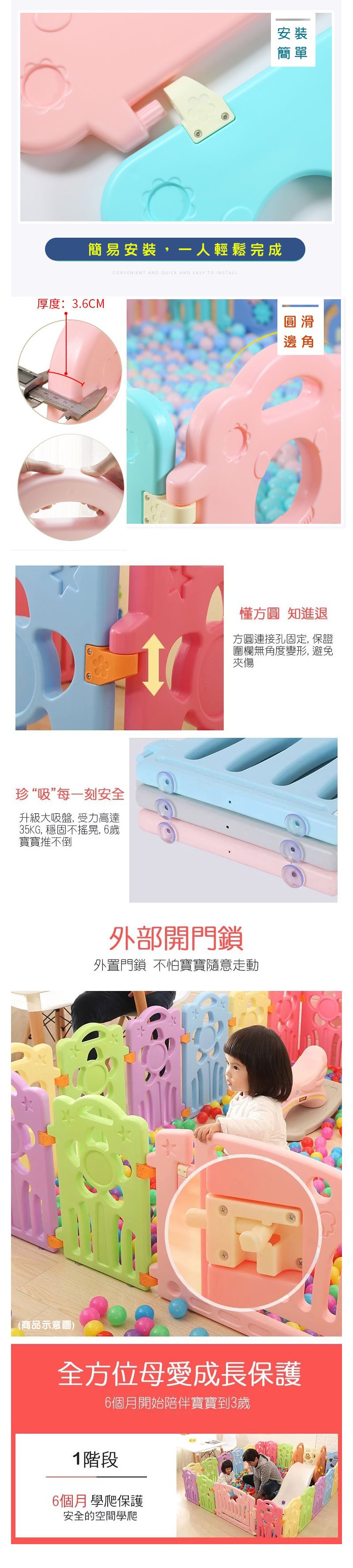 i-Smart - 繽紛兒童遊戲圍欄-心想事成款-(12+2片裝)