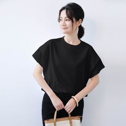Yukié - 包色推薦！超顯瘦壓褶法式袖上衣-黑色 (F)
