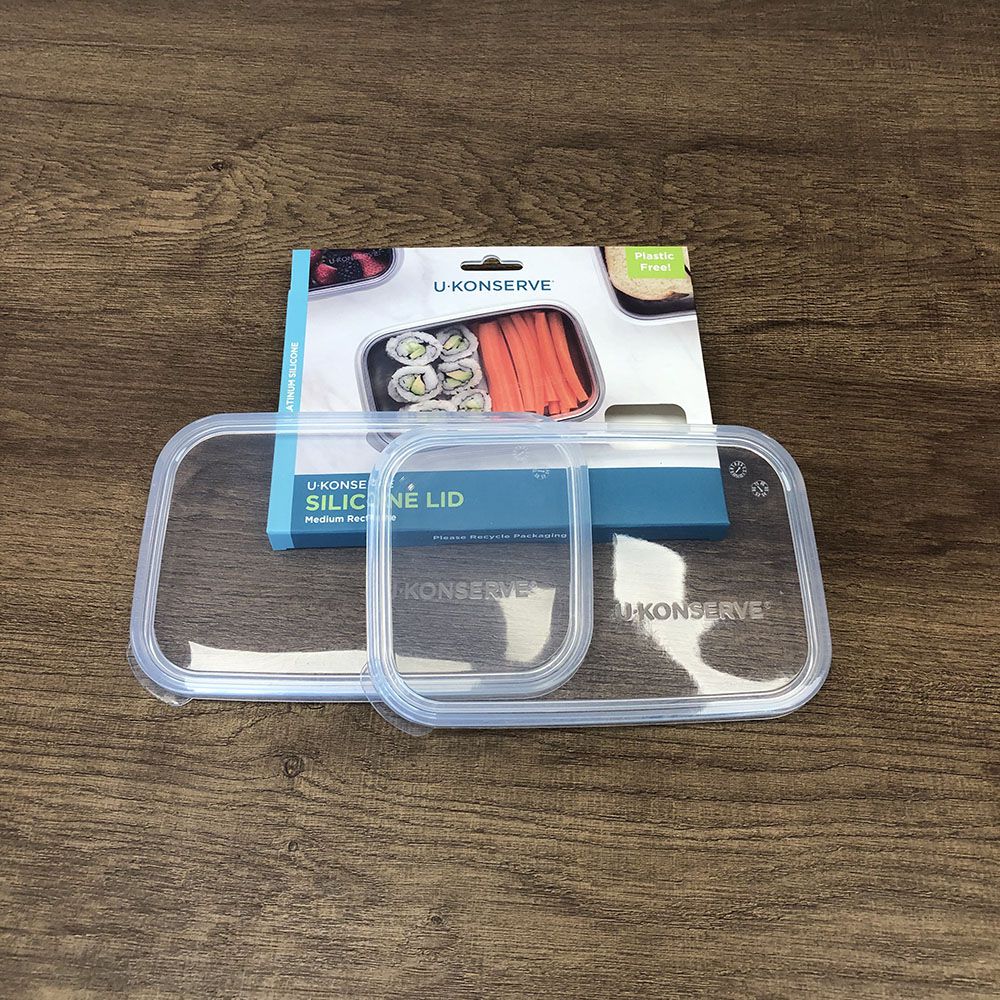 長形防漏鉑金級矽膠保鮮盒蓋 750ml-透明兩入組