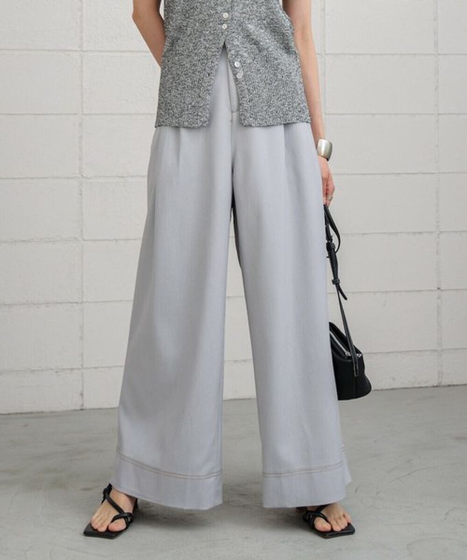 日本 Bab - 簡潔縫線俐落寬版長褲-白