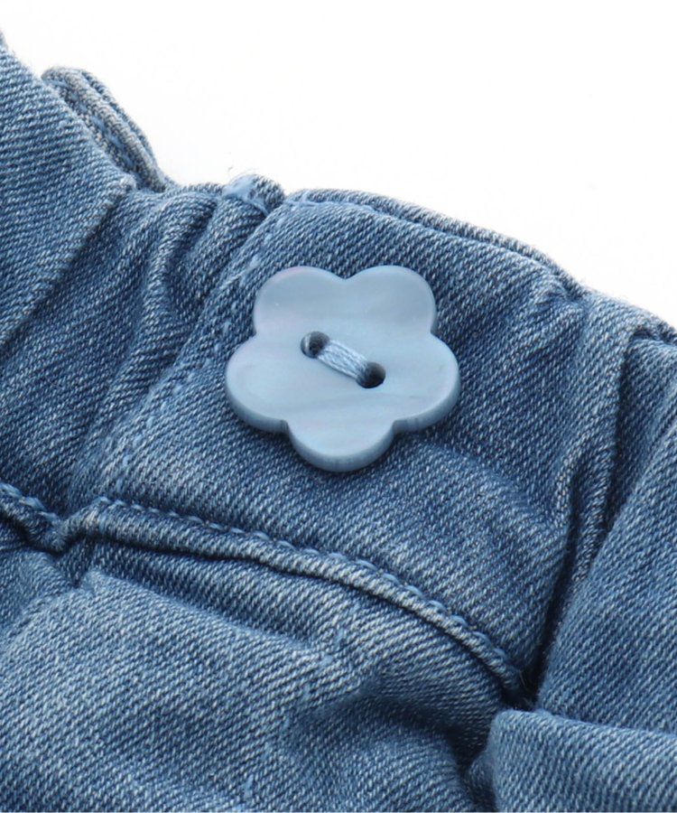 日本 apres les cours - 涼感素材下擺開叉8分褲-牛仔藍