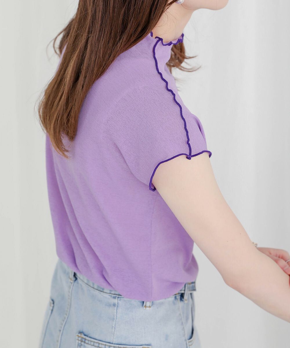 日本 Bab - 雲朵捲捲邊法式袖上衣-氣質杏