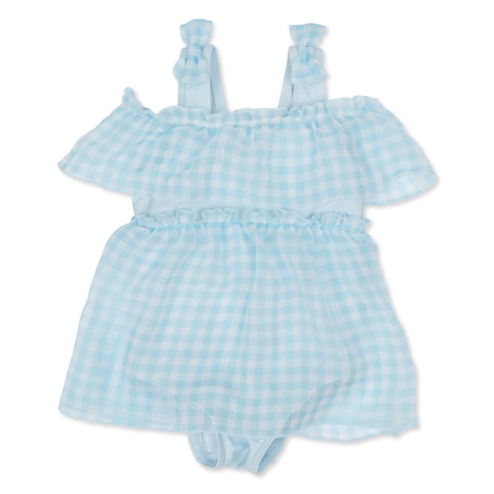 連身泳衣-蕾絲-淺藍色