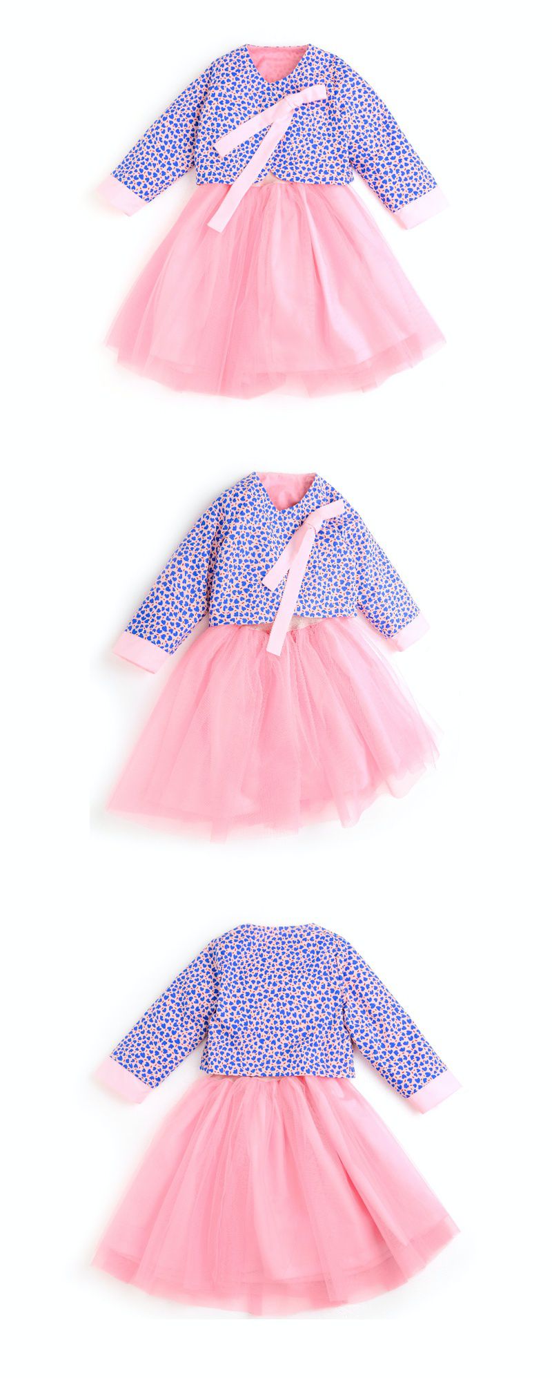 韓國 OZKIZ - (女寶)上下兩件式生活韓服-粉紅