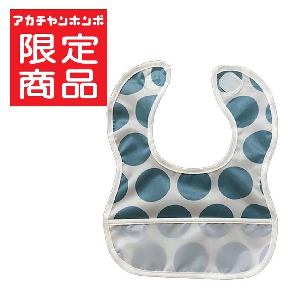 短版用餐圍兜-大圓點-藍色 (70~90cm)-日本製