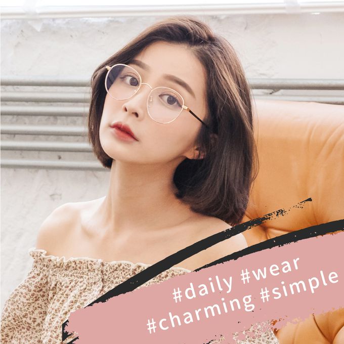 ALEGANT - 仿舊感繆斯金色圓框UV400濾藍光眼鏡