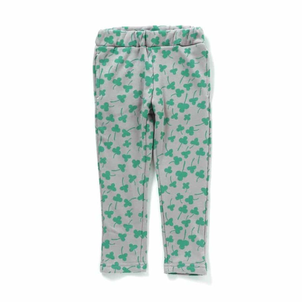 百搭內刷毛鬆緊合身長褲-幸運草-淺灰