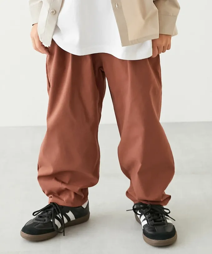 日本 devirock - 彈性斜布紋寬鬆氣球長褲-卡其杏