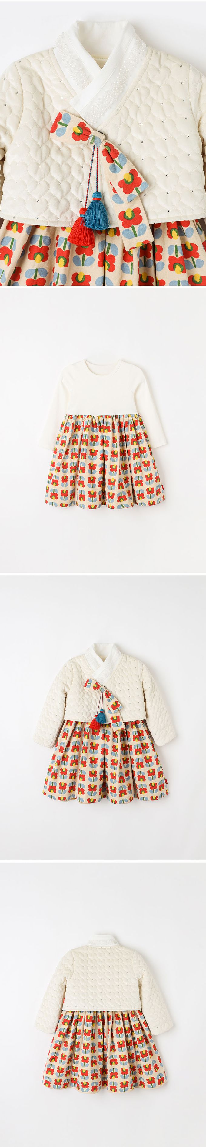 韓國 OZKIZ - 花朵印女寶生活韓服套裝