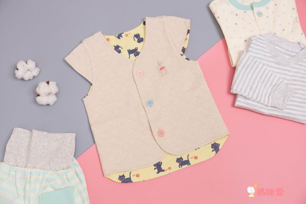 JoyNa - 純棉兒童保暖馬甲背心-米黃色