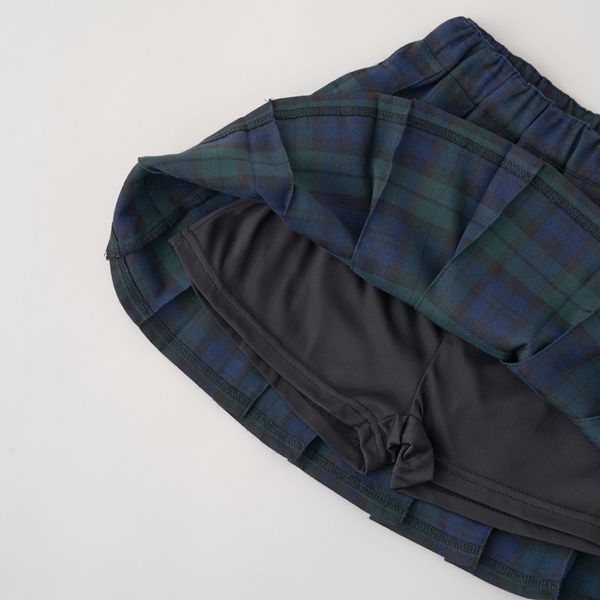 日本 Lycee mine - 學院風百摺格子裙-黃綠系