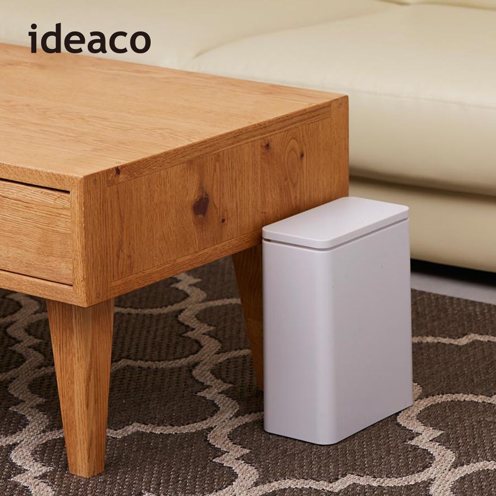 日本ideaco - 防臭按壓式桌邊/落地垃圾桶-白-3L