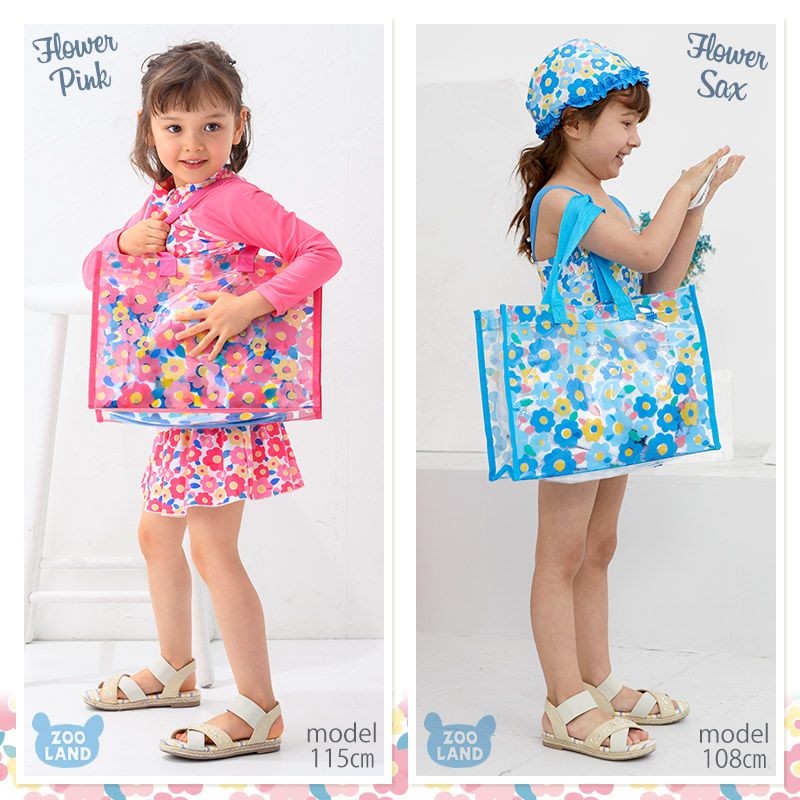 日本 ZOOLAND - 防水PVC手提袋/游泳包-E悠遊企鵝-水藍 (25x34x11cm)