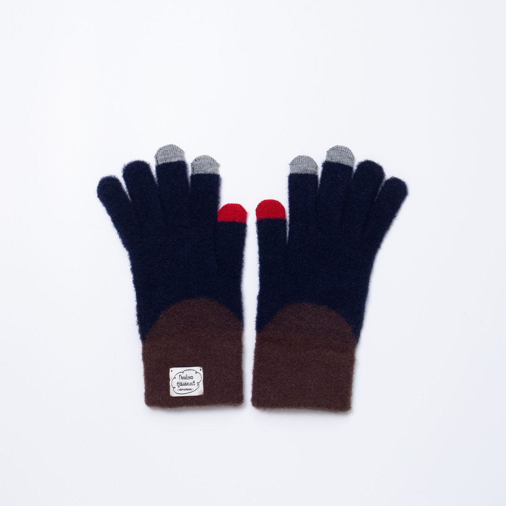日本 AUBE - 可觸控保暖手套(大人)-深藍