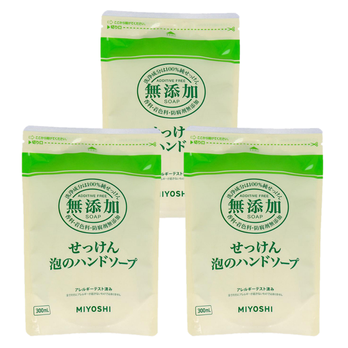 日本 MIYOSHI 無添加 - [3入組]無添加泡沫洗手乳補充包-300ml