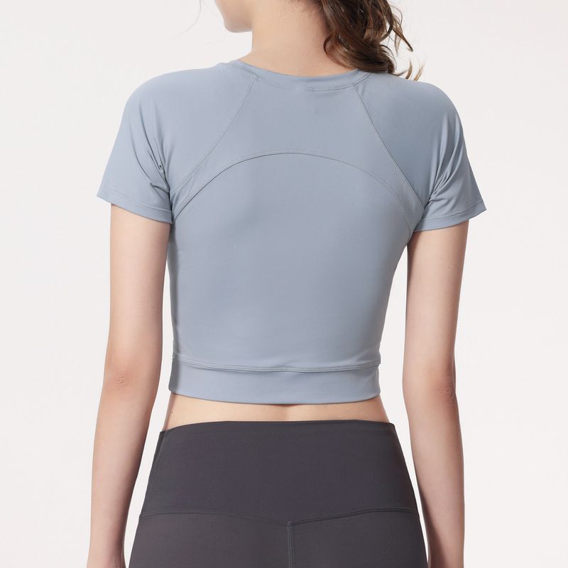 短版緊身速乾短袖運動上衣-黑色