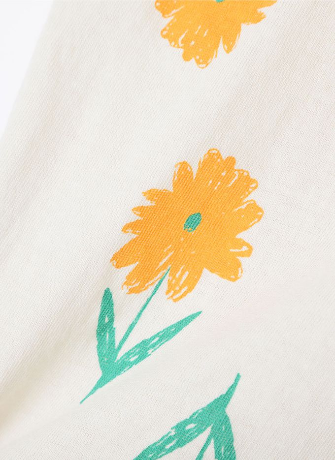 韓國 OZKIZ - 滿版小黃花印短袖套裝-白X黃