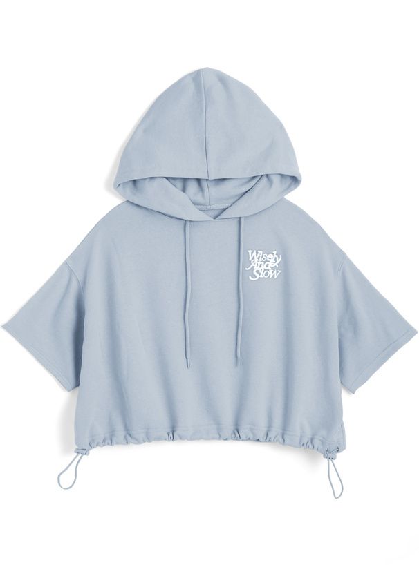 日本 GRL - 棉混刺繡短版連帽上衣-經典黑 (F)