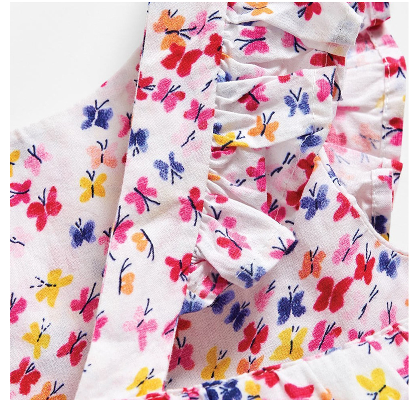 英國 JoJo Maman BeBe - 超優質嬰幼兒/兒童100％純棉短袖洋裝-蝴蝶翩飛