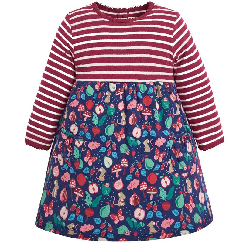 英國 JoJo Maman BeBe - 嬰幼兒/兒童100％純棉長袖洋裝-萌鼠甜心