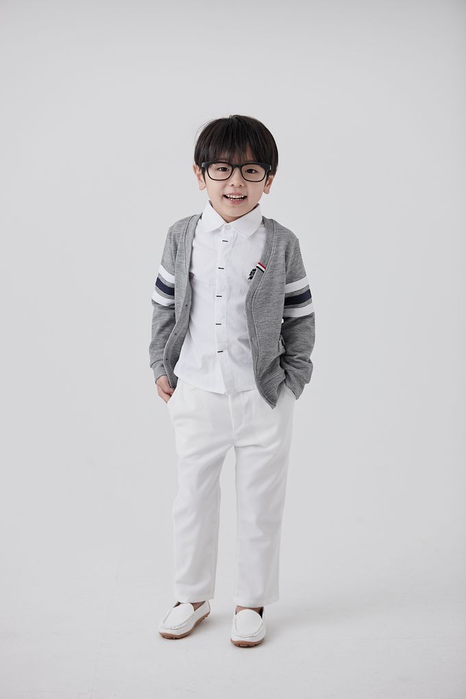 韓國 Coco Bang - 胸前品牌刺繡翻領長袖襯衫-白