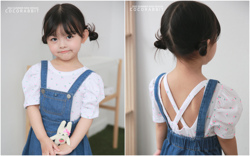 韓國 Coco rabbit - 小花朵交叉露背上衣-白