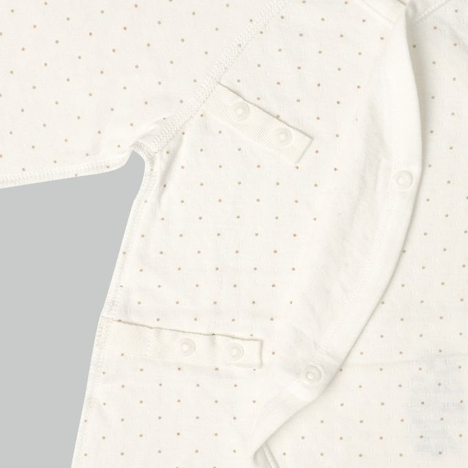 akachan honpo - 長袖新生兒內衣4件組蓬鬆棉質-按扣款-淺卡其色 (50~60cm)