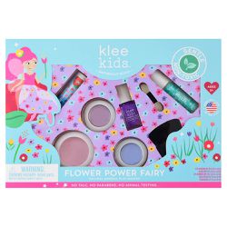 美國 Klee Kids - 花漾精靈玩美彩妝組-薰衣草紫礦物眼影 (2g) /  春花藍礦物眼影 (2g) /  櫻花粉礦物腮紅 (3.5g) / 紫百合水性指甲油 (5ml) / 草莓粉亮光潤唇膏 (4.2g) / 芝加哥陽光滾輪香水棒-柑橘果香 (5ml) /  雙頭眼影棒 / 腮紅刷 （共8件）