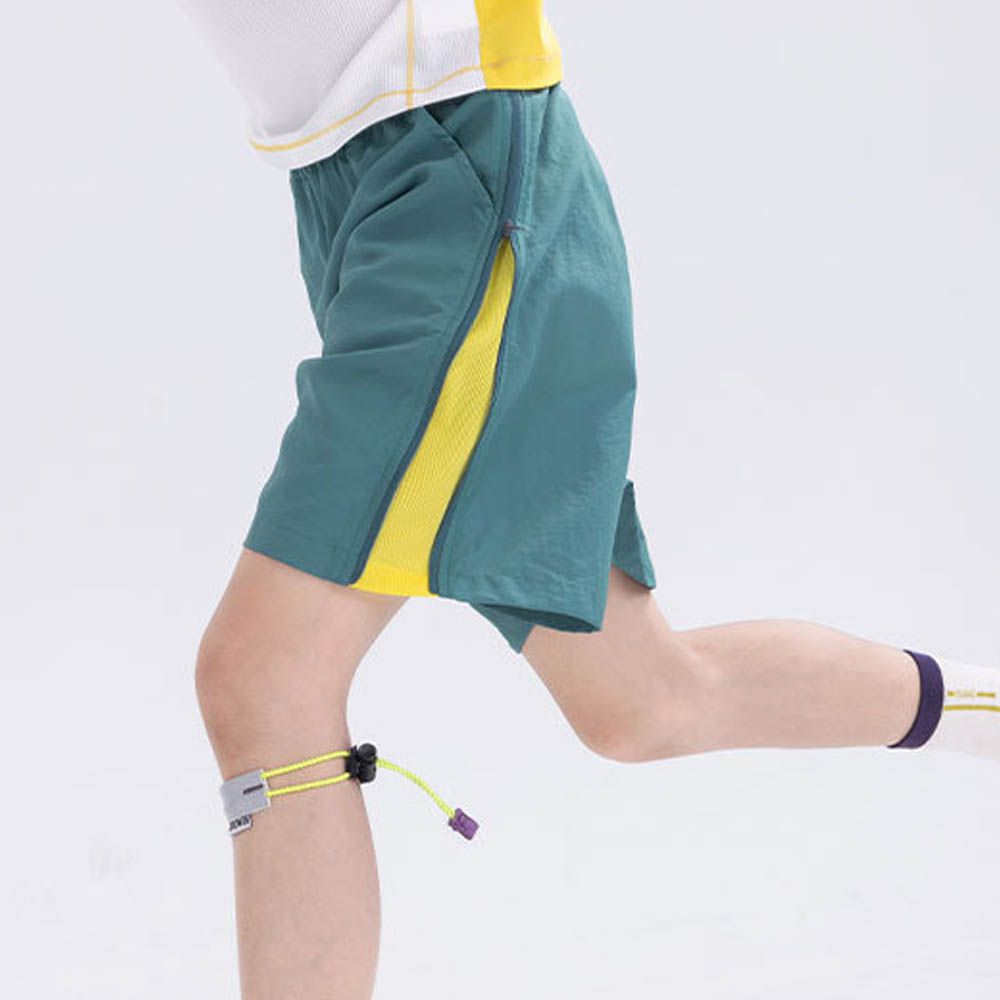 輕薄透氣吸濕速乾短褲-可調式拉鍊-藍綠色