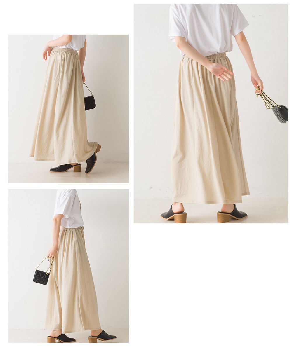 日本 OMNES - 涼感機能 嫘縈超修身長裙-氣質米