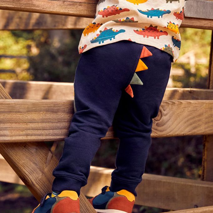 英國 JoJo Maman BeBe - 幼/兒童超優質秋冬100%純棉長褲-搖擺恐龍