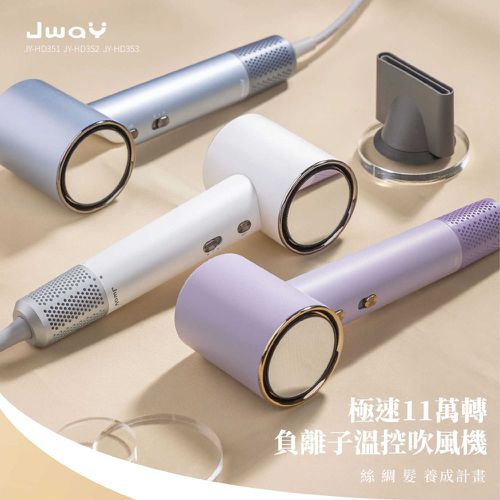 極速11萬轉負離子溫控吹風機-白/藍/紫