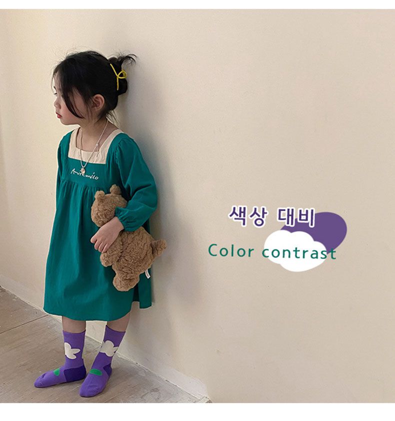 兒童中筒襪 (三入一組)-1085拼色款-女生款