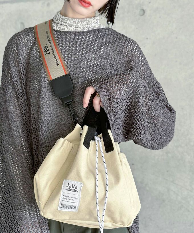 日本 Classical Elf - Java 時尚抽繩品牌肩帶輕巧側背包-黑