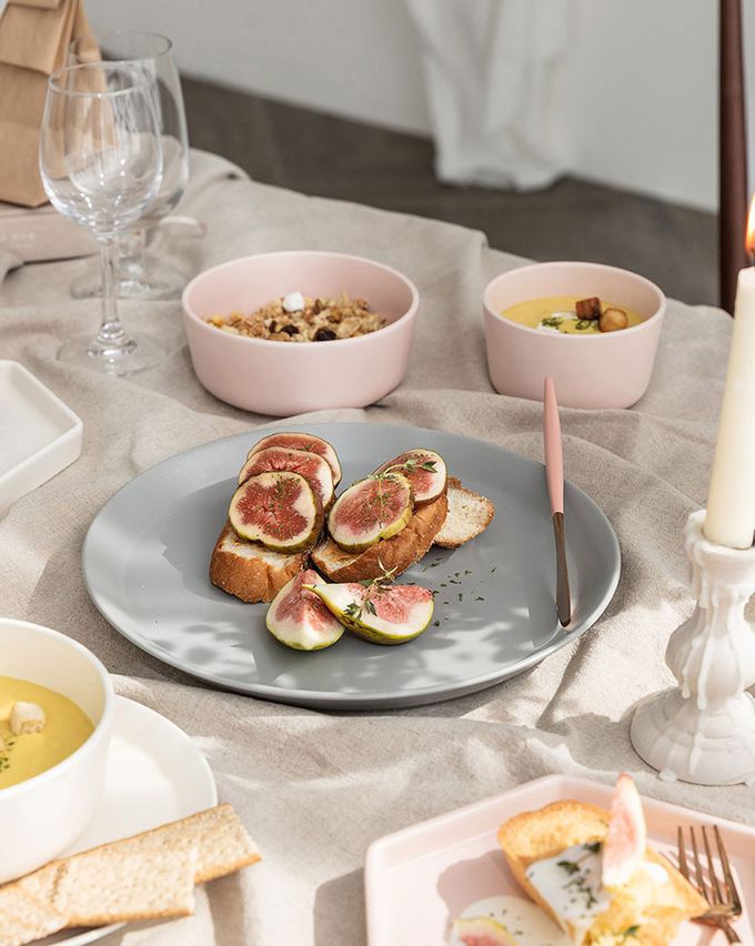 韓國 SSUEIM - Mariebel系列莫蘭迪陶瓷淺盤25cm(灰色)