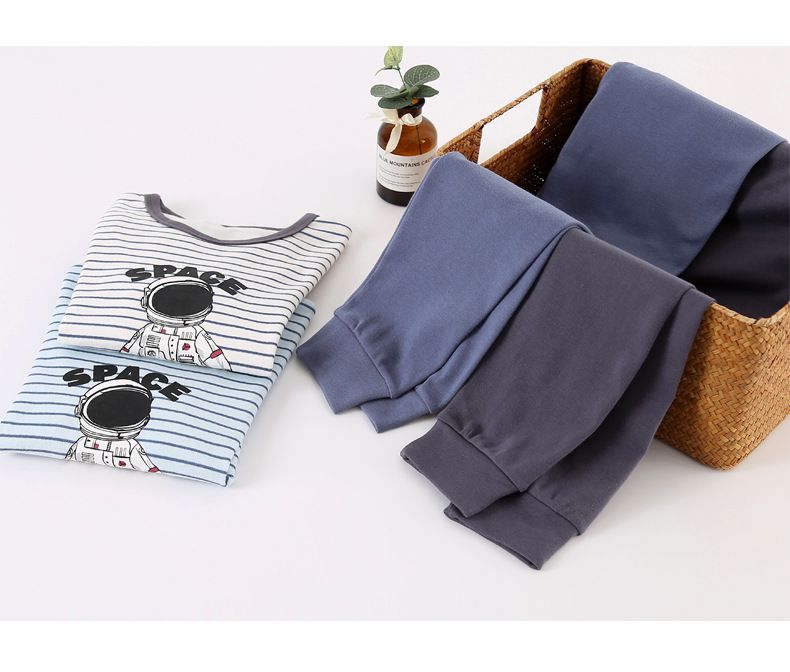 MAMDADKIDS - 純棉長袖家居服套裝-太空人-藍色+深藍色-縮褲口