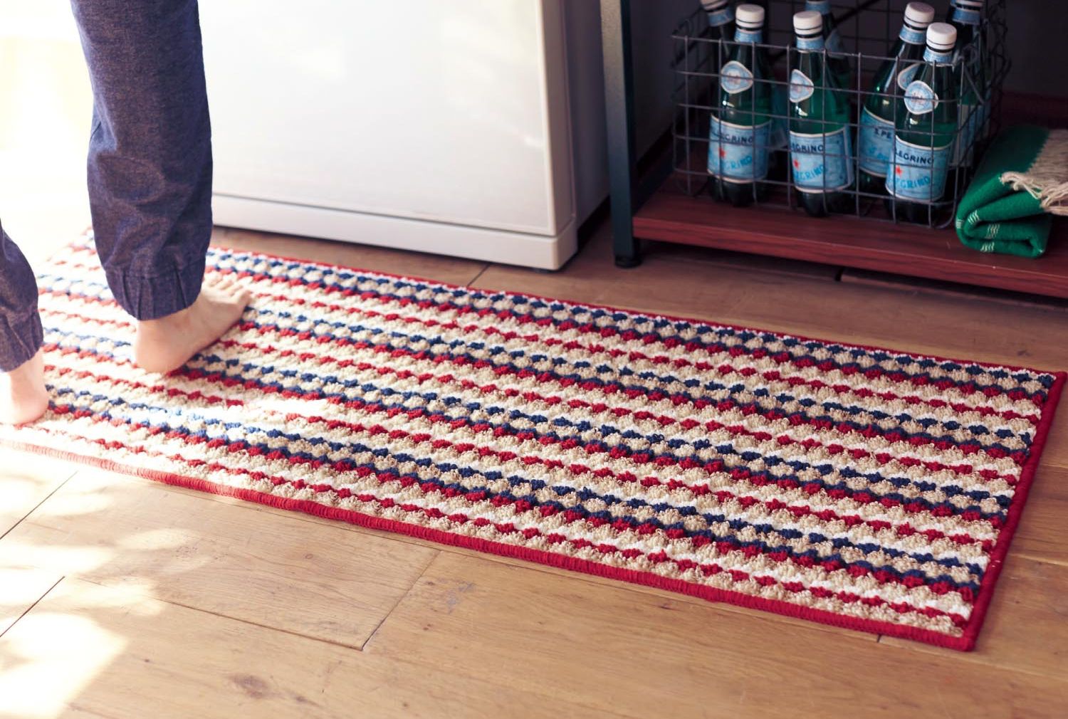 日本千趣會 - mini labo 去泥污腳踏墊-法蘭西花朵-藍綠