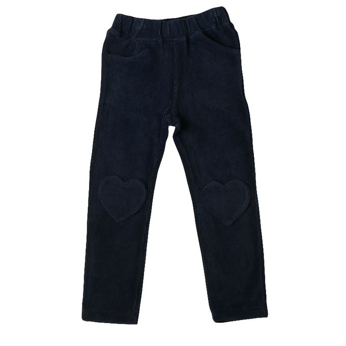 akachan honpo - 10分燈心絨褲-膝蓋圖案-深藍色