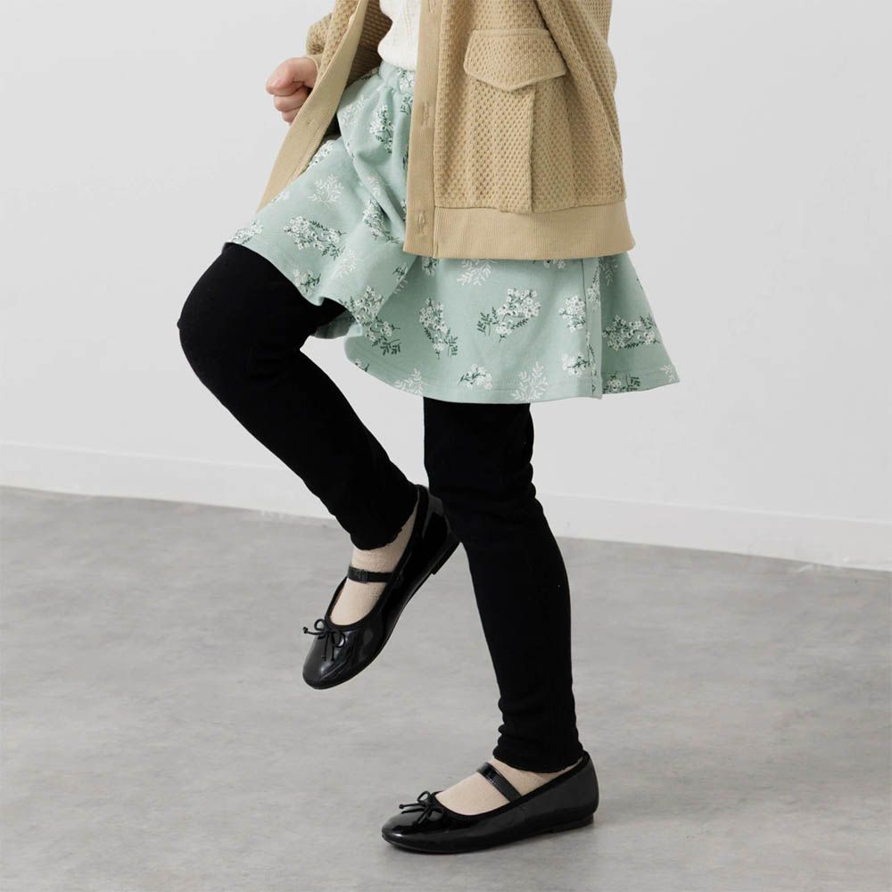 舒適彈性印花褲裙-花朵-薄荷綠